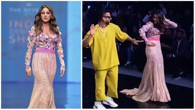 Shehnaaz Gill walked the ramp in Delhi on Sunday. Shehnaaz Gill walked the ramp in Delhi on Sunday.