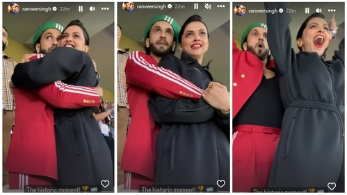 Ranveer Singh shared a video with Deepika Padukone as they watched the world cup final. Ranveer Singh shared a video with Deepika Padukone as they watched the world cup final.