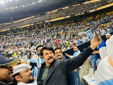 Mammootty in stadium.