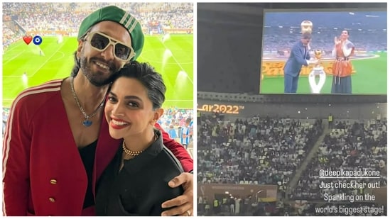 Ranveer Singh praised Deepika Padukone as she unveiled the FIFA World Cup trophy. The couple was among the many celebs who attended the final match in Qatar between Argentina and France.