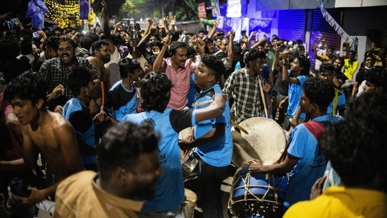 Fans in Kochi celebrate Argentina's victory. (AP)