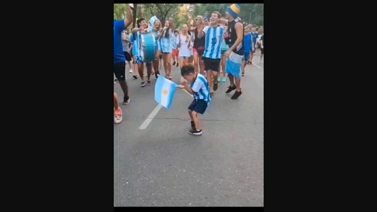 FIFA World Cup 2022: The image, taken from the viral Instagram video, shows the kid celebrating Argentina's win over France. (Instagram/@goodnews_movement)