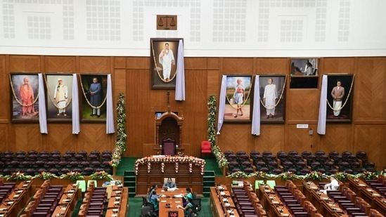The Veer Savarkar portrait was unveiled by Speaker in Karnatka. (HT photo) The Veer Savarkar portrait was unveiled by Speaker in Karnatka. (HT photo)