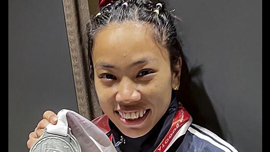 Weightlifter Saikhom Mirabai Chanu, who clinched a silver medal with an injured wrist at the World Championship, says her next target is to secure a gold medal at the Paris Olympics, 2024. (Photo: PTI) Weightlifter Saikhom Mirabai Chanu, who clinched a silver medal with an injured wrist at the World Championship, says her next target is to secure a gold medal at the Paris Olympics, 2024. (Photo: PTI)