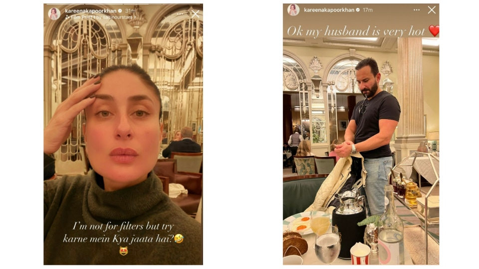 Kareena Kapoor shares hers and Saif Ali Khan's picture via Instagram Stories.