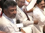 Karnataka Congress chief DK Shivakumar speaks to the media against the installation of a portrait of VD Savarkar in the Assembly hall on the first day of the winter session, in Belagavi on Monday. (ANI Photo) Karnataka Congress chief DK Shivakumar speaks to the media against the installation of a portrait of VD Savarkar in the Assembly hall on the first day of the winter session, in Belagavi on Monday. (ANI Photo)