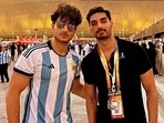 Ibrahim Ali Khan with Ahan Shetty at FIFA World Cup in Qatar. Ibrahim Ali Khan with Ahan Shetty at FIFA World Cup in Qatar.