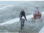 Tom Cruise performing a stunt in Mission Impossible 7. Tom Cruise performing a stunt in Mission Impossible 7.