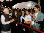 Bollywood actor Sidharth Malhotra with PM Narendra Modi at Vijay Diwas Jashn.