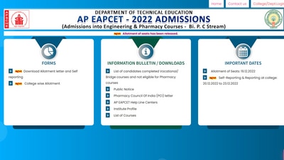 AP EAMCET 2022 seat allotment result out for Bi.P.C at eapcet-sche.aptonline.in AP EAMCET 2022 seat allotment result out for Bi.P.C at eapcet-sche.aptonline.in