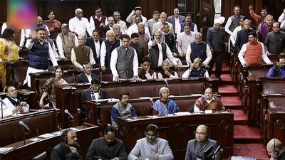 BJP MPs create a ruckus in Rajya Sabha over Congress president Mallikarjun Kharge's remarks made in the Bharat Jodo Yatra in Rajasthan's Alwar during the Winter Session of Parliament, in New Delhi on Tuesday. (ANI) BJP MPs create a ruckus in Rajya Sabha over Congress president Mallikarjun Kharge's remarks made in the Bharat Jodo Yatra in Rajasthan's Alwar during the Winter Session of Parliament, in New Delhi on Tuesday. (ANI)