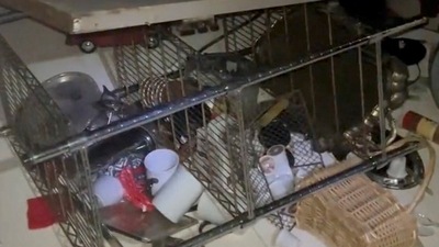 A view of the damage inside a house, after an earthquake struck off the coast of northern California, in Ferndale, California, U.S. December 20, 2022, in this screengrab obtained from a social media video. Caroline Titus via Twitter/@caroline95536/via REUTERS.