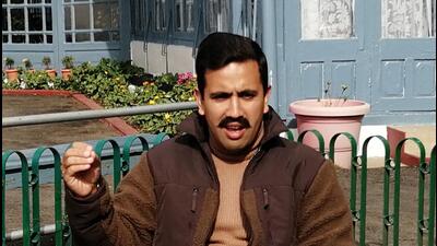 Congress MLA Vikramaditya Singh addressing the media in Shimla on Tuesday. (Deepak Sansta / Hindustan Times)