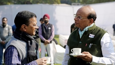 Delhi Lieutenant Governor Vinai Kumar Saxena interacts with chief minister Arvind Kejriwal at Raj Bhawan in New Delhi on Friday. (ANI/ File photo) Delhi Lieutenant Governor Vinai Kumar Saxena interacts with chief minister Arvind Kejriwal at Raj Bhawan in New Delhi on Friday. (ANI/ File photo)