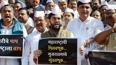 Opposition members created a ruckus in both the Houses of Maharashtra assembly demanding chief minister Eknath Shinde’s resignation. (ANI) Opposition members created a ruckus in both the Houses of Maharashtra assembly demanding chief minister Eknath Shinde’s resignation. (ANI)
