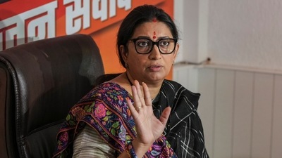 Union Minister Smriti Irani addresses a press conference. (PTI) Union Minister Smriti Irani addresses a press conference. (PTI)