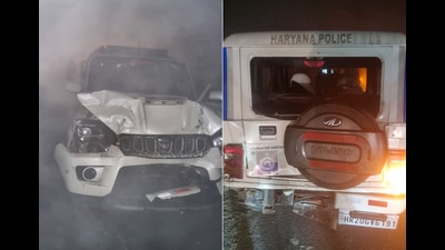 Police vehicles in Dushyant’s cavalcade collide, one injured (ANI)