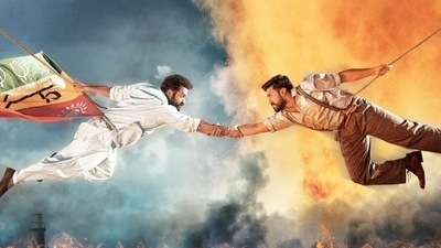 Jr NTR and Ram Charan in a still from SS Rajamouli's RRR.