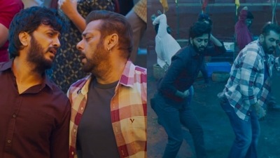 Actors Salman Khan and Riteish Deshmukh in the song Ved Lavlay from the Marathi film Ved. Actors Salman Khan and Riteish Deshmukh in the song Ved Lavlay from the Marathi film Ved.