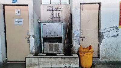 The water-coolers in the building are crying for replacement, too. Most of them are broken, and covered with fungus, moss and dust. Placed between two stinking toilets, the water-coolers provide “clean” water to all staffers at the Panchkula mini-secretariat. (HT Photo) The water-coolers in the building are crying for replacement, too. Most of them are broken, and covered with fungus, moss and dust. Placed between two stinking toilets, the water-coolers provide “clean” water to all staffers at the Panchkula mini-secretariat. (HT Photo)