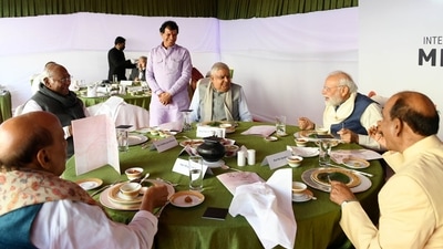 Prime Minister Narendra Modi attends a lunch in Parliament. (Twitter/PM Modi)