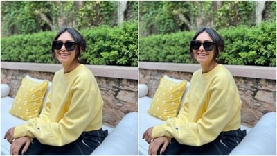 Mrunal shared her sunshine state of mind with a sun emoticon in the caption. In golden hoop earrings, tinted shades and white and blue shoes, she further accessorised her look for the day. (Instagram/@mrunalthakur) Mrunal shared her sunshine state of mind with a sun emoticon in the caption. In golden hoop earrings, tinted shades and white and blue shoes, she further accessorised her look for the day. (Instagram/@mrunalthakur)