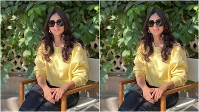 Mrunal wore her tresses open in wavy curls with a middle part as she posed for the pictures. (Instagram/@mrunalthakur) Mrunal wore her tresses open in wavy curls with a middle part as she posed for the pictures. (Instagram/@mrunalthakur)