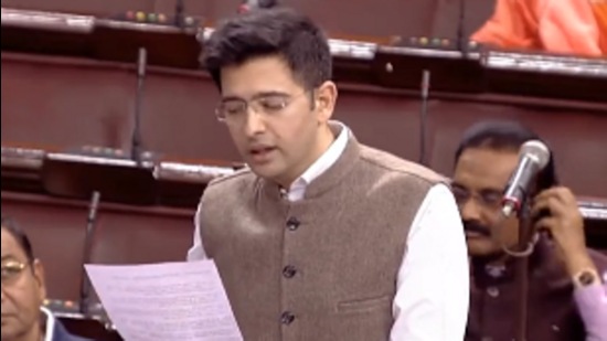 AAP leader and MP Raghav Chadha raised sacrilege issue in Rajya Sabha on Tuesday (Twitter Photo)