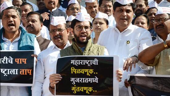 Opposition members created a ruckus in both the Houses of Maharashtra assembly demanding chief minister Eknath Shinde’s resignation. (ANI)