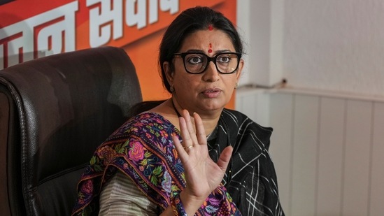 Union Minister Smriti Irani addresses a press conference. (PTI)