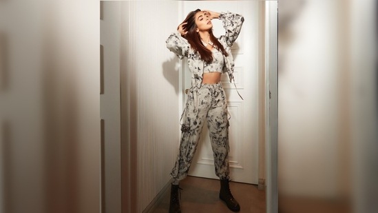 Pooja Hegde looked ultra cool in her black combat boots which blended perfectly with her look. (Instagram/@hegdepooja)