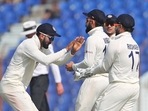 KL Rahul, Virat Kohli and Rishab Pant celebrate the dismissal of Najmul Shanto during the Day 4 of the 1st Test(BCCI Twitter) KL Rahul, Virat Kohli and Rishab Pant celebrate the dismissal of Najmul Shanto during the Day 4 of the 1st Test(BCCI Twitter)