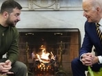 President Joe Biden speaks with Ukrainian President Volodymyr Zelenskyy as they meet in the Oval Office of the White House, Wednesday, Dec. 21, 2022, in Washington. (AP Photo/Patrick Semansky)
