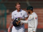 Ben Stokes (L) with Babar Azam