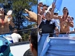 Team Argentina's Emiliano Martinez brought a baby toy with Kylian Mbappe's face at their victory parade Team Argentina's Emiliano Martinez brought a baby toy with Kylian Mbappe's face at their victory parade