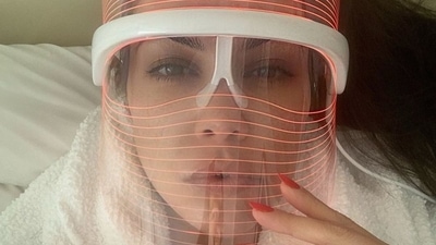 Gadgets: A lot of Koreans use LED masks and ultrasonic facial cleansers as a part of their daily skincare routine. The pandemic led to the growth in demand for at-home and high-tech beauty gadgets. (Instagram/@kourtneykardash) Gadgets: A lot of Koreans use LED masks and ultrasonic facial cleansers as a part of their daily skincare routine. The pandemic led to the growth in demand for at-home and high-tech beauty gadgets. (Instagram/@kourtneykardash)