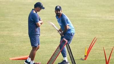 India's coach Rahul Dravid with captain KL Rahul during a practice session ahead of the 2nd Test match against Bangladesh, in Dhaka on Tuesday. (ANI) India's coach Rahul Dravid with captain KL Rahul during a practice session ahead of the 2nd Test match against Bangladesh, in Dhaka on Tuesday. (ANI)