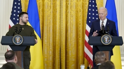 President Joe Biden speaks during a news conference with Ukrainian President Volodymyr Zelenskyy in the East Room of the White House in Washington, Wednesday, Dec. 21, 2022. (AP Photo/Andrew Harnik) (AP) President Joe Biden speaks during a news conference with Ukrainian President Volodymyr Zelenskyy in the East Room of the White House in Washington, Wednesday, Dec. 21, 2022. (AP Photo/Andrew Harnik) (AP)