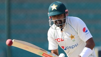Pakistan's Babar Azam plays a ball during the third day of the third cricket Test match between Pakistan and England at the National Stadium in Karachi on December 19, 2022. (Photo by Asif HASSAN / AFP) (AFP) Pakistan's Babar Azam plays a ball during the third day of the third cricket Test match between Pakistan and England at the National Stadium in Karachi on December 19, 2022. (Photo by Asif HASSAN / AFP) (AFP)