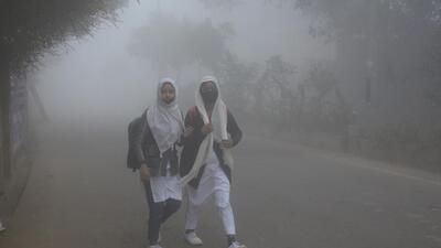 Children going to school amid dense fog at Dasna in Ghaziabad on Monday. (Sakib Ali/HT Photo) Children going to school amid dense fog at Dasna in Ghaziabad on Monday. (Sakib Ali/HT Photo)