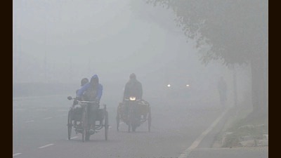 Commuters on their way amid heavy fog in Chandigarh on Tuesday morning. (Keshav Singh/HT) Commuters on their way amid heavy fog in Chandigarh on Tuesday morning. (Keshav Singh/HT)