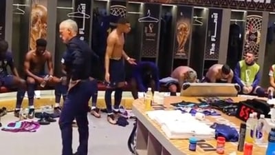 Kylian Mbappe's stirring speech before France comeback in World Cup final (Screengrab) Kylian Mbappe's stirring speech before France comeback in World Cup final (Screengrab)