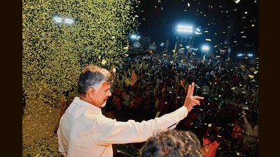 Naidu was addressing a huge rally at Sardar Patel Grounds in Telangana’s Khammam town in the evening. It was the first meeting Naidu had addressed in Telangana after a gap of four years – the last meeting was in December 2018 during the state assembly elections. Naidu was addressing a huge rally at Sardar Patel Grounds in Telangana’s Khammam town in the evening. It was the first meeting Naidu had addressed in Telangana after a gap of four years – the last meeting was in December 2018 during the state assembly elections.
