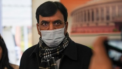 Union health minister Mansukh Mandaviya at Parliament House complex, in New Delhi on Wednesday, (PTI) Union health minister Mansukh Mandaviya at Parliament House complex, in New Delhi on Wednesday, (PTI)