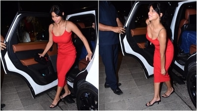 Suhana Khan slays in a red slip dress for Archies wrap up party (HT Photos/Varinder Chawla) Suhana Khan slays in a red slip dress for Archies wrap up party (HT Photos/Varinder Chawla)