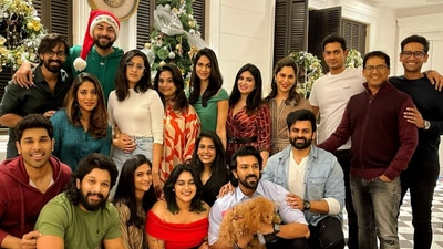Ram Charan and Upsana celebrate secret Santa with family.