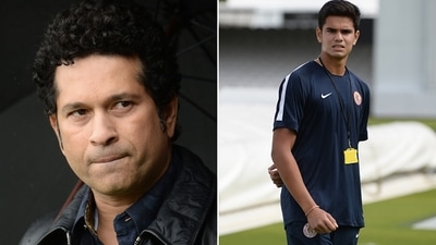 Sachin Tendulkar (L) and his son Arjun Tendulkar (Getty Images) Sachin Tendulkar (L) and his son Arjun Tendulkar (Getty Images)
