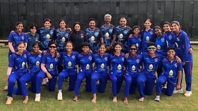 The Mumbai under-19 women's team pose after making it to the final of Women's Under-19 One Day Trophy in Puducherry on Wednesday. (MCA) The Mumbai under-19 women's team pose after making it to the final of Women's Under-19 One Day Trophy in Puducherry on Wednesday. (MCA)