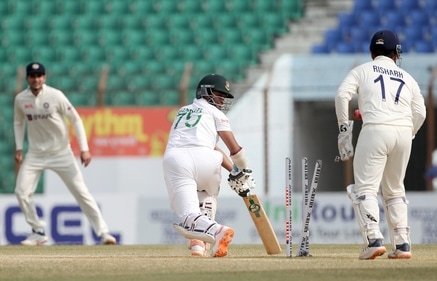 Shakib Al Hasan gets bowled on Day 5 of the 1st Test (ANI)