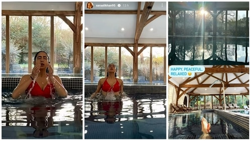 Sara Ali Khan shared a video and a picture from her pool time. Sara Ali Khan shared a video and a picture from her pool time.